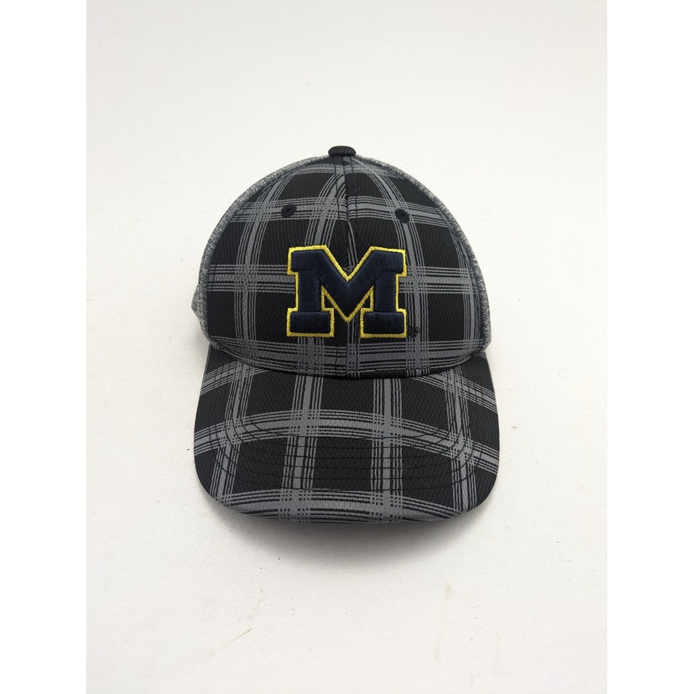 Mens Captivating Headgear Michigan Wolverines Gray Plaid Adjustable Hat Cap